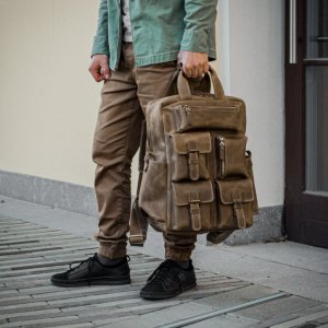Работа Мужской кожаный рюкзак, Рюкзак для путешествий