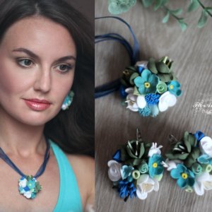 Работа Синий комплект из полимерной глины «Морской бриз»