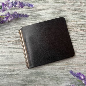 Работа Кошелек зажим мужской черный с карманом для карт