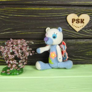 Работа Крылатый мишка вязанная крючком мягкая игрушка медведь PSK 2