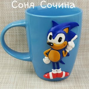Робота Чашка з декором Соник кухоль подарунок об'ємна фігурка