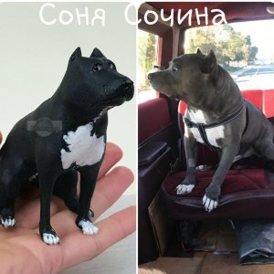 Работа Питбуль пит-бультерьер фигурка статуэтка собака с портетным