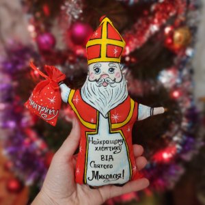 Робота Святий Миколай ,текстильна іграшка,ялинкова прикраса