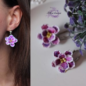 Работа Фиолетовые серьги фиалки