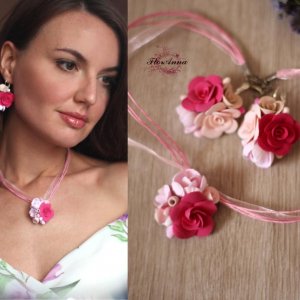 Робота "Карамельна фуксія" рожевий комплект прикрас