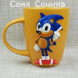 Работа Игрушка кружка СОНИК подарок чашка с декором день рождения