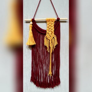 Работа Панно макраме песочно - бордовое