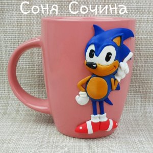Работа Игрушка кружка СОНИК чашка с декором подарок девочке