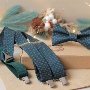 Работа Комплект подтяжки и бабочка зеленая (елочная)