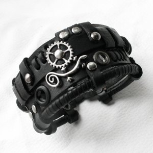 Работа кожаный браслет стимпанк готический стиль  55