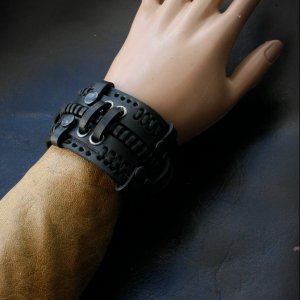 Работа кожаный браслет стимпанк готический стиль 54