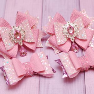 Робота Рожеві банти бантики з екошкіри (4 шт)