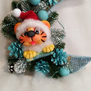 Робота Новорічна підвіска - магніт, в бірюзовому кольорі.