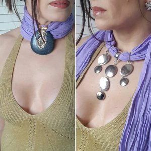 Робота Бузковий шарф - кольє. Один шарф 2 кулони.