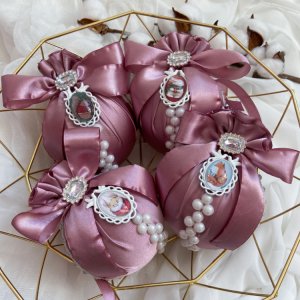 Работа Набор пудровых новогодних шаров.