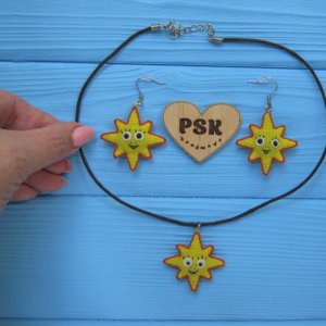 Робота Сонця, сережки та підвіска. Набір ручної роботи прикрас