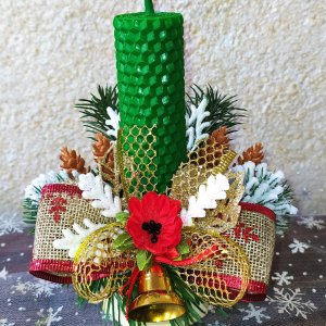 Работа НОВОГОДНЯЯ КОМПОЗИЦИЯ СО СВЕЧЬЮ ИЗ ВОЩИНЫ (07)