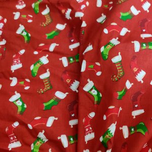 Работа Французский новогодний хлопок "Божник" на красном.
