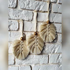 Работа Новогодние украшения макраме айвори