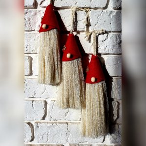 Работа Новогодние украшения гномики в красных шапочках