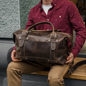 Работа Кожаная спортивная сумка, Дорожная сумка для ручной клади 