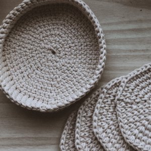 Работа Корзина с подставками под горячее