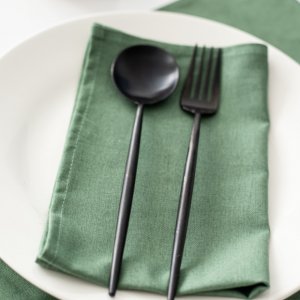 Робота Лляна серветка   40 см x 40 см Зелений 