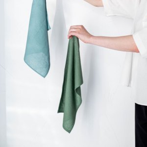 Работа Полотенце из льна 45 см x 45 см Зеленый