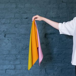 Робота Рушник з льону 45 см x 45 см Оранжева