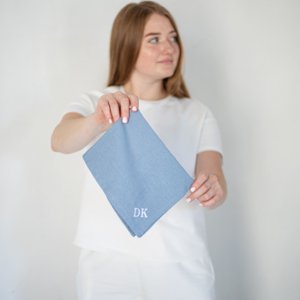 Работа Персонализированная салфетка 40 см x 40 см. Голубая