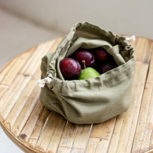 Робота Торбинка  для зберігання з льону 18 см x 22 см   Оливковий 