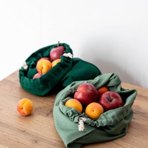 Робота Торбинка для зберігання з льону 18 см x 22 см   Зелений 