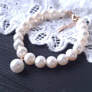 Робота Браслет з натуральних перлів високого класу у позолоті