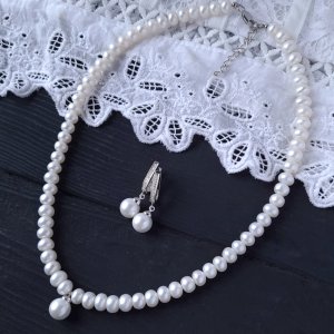 Работа Комплект из натурального жемчуга высокого класса с Майоркой.