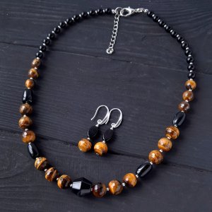 Робота Комплект з тигрячого ока "Рік Тигра -4" намисто і сережки