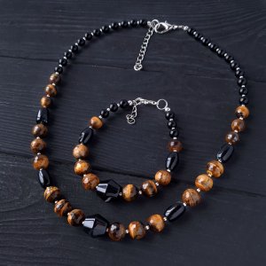 Робота Комплект з тигрячого ока "Рік Тигра -6" намисто і браслет