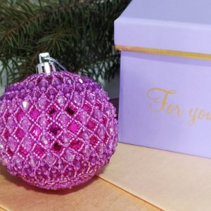 Робота Новорічна іграшка рожево-фіолетова куля