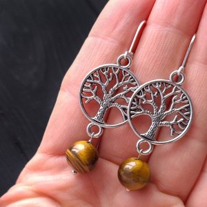 Робота Сережки з тигрячого ока зі срібними застібками