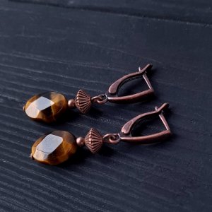 Работа Серьги из тигриного глаза "Год Тигра -15"
