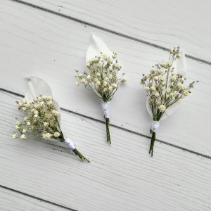 Робота Бутоньєрки для гостей на весілля з сухоцвітами, рускус
