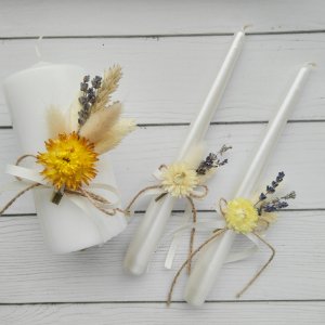 Робота НАБІР ВЕСІЛЬНИХ СВІЧКІВ З СУХОЦВЕТАМИ 'СІМЕЙНИЙ осередок'