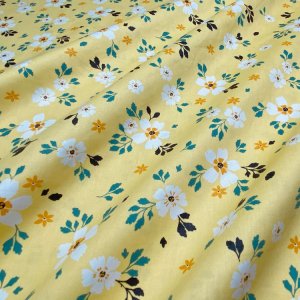 Робота Тканина бавовна для рукоділля квіти на жовтому