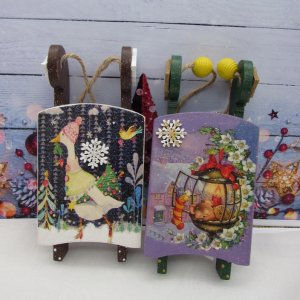 Работа Декоративные деревянные саночки