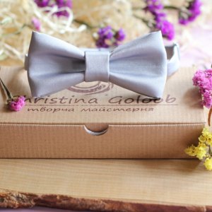 Работа Галстук-бабочка атласная «Стальная»