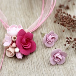 Робота Рожевий набір біжутерії ручної роботи "рожева фуксія"