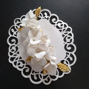 Робота Весільна гілочка з перлами та золотими листочками