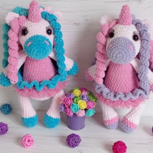 Работа Единорог в платье. Плюшевая игрушка.Рост 28 см  