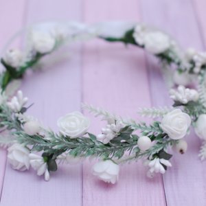 Работа Нежный белый венок веночек с веточками лаванды
