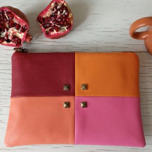 Работа Клатч летний розово-оранжевый