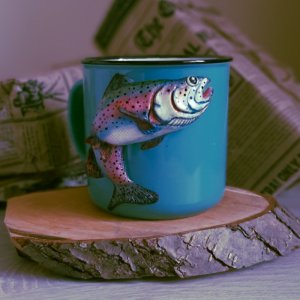 Работа Кружка с рыбой, чашка рыбака, подарок для рыбака